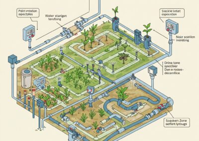 Irrigation illustration with timers and valves