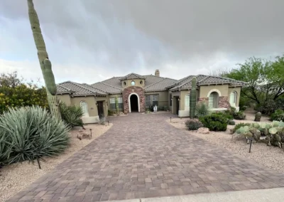 “Concrete paver driveway in Scottsdale, AZ installed with modern design and precision by Eclipse Landscape & Design.”